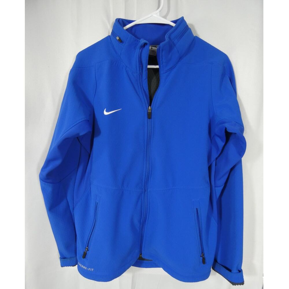 Nike Therma-Fit Small Women's Blue Hooded Zipper Jacket Zip Pockets Outdoors